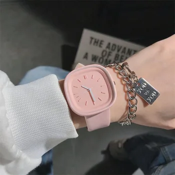 Makaron Простые розово-голубые женские часы Ins High Beauty, Студенческое лето, стиль Унисекс, дизайн премиум-класса, винтажные наручные часы
