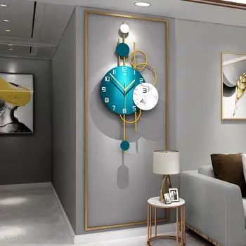 Часы Настенные Часы Свет в гостиной Роскошные часы, висящие на стене Модные креативные украшения для дома Современные простые художественные настенные часы