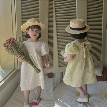 MILANCEL 2023 Летнее детское платье с пышными рукавами для девочек, модная одежда для девочек