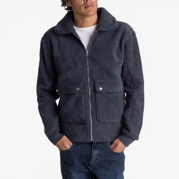 Зимняя мужская флисовая куртка из овечьей шерсти с карманом на молнии, верхняя одежда из плотного теплого тонкого бархата, мужская