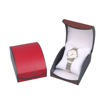 Модная изогнутая коробка для хранения ювелирных браслетов с откидной крышкой, высококачественная мужская пластиковая коробка для часов из искусственной кожи