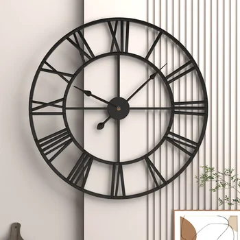 20-дюймовые большие современные металлические настенные часы, бесшумные, не тикающие, с римскими цифрами на батарейках, настенные часы для гостиной, кухонный декор