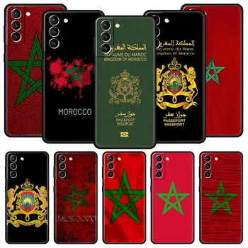 Чехол Для Телефона С Паспортом под Флаг Марокко Для Samsung Galaxy S23 S22 S20 Ultra S21 FE 5G S10 S9 Plus S10E S8 Note 20 В Мягкой Черной Обложке