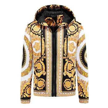 Высококачественная куртка-бомбер с роскошным золотым принтом, Мужская куртка-бомбер 2023, Королевские Мужские повседневные пальто, Ветровка, уличная одежда, Социальная Мужская