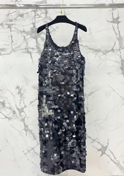 Новое трикотажное платье с вышивкой пайетками 2023 года 0418