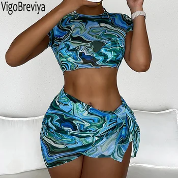VigoBreviya, сексуальный завязанный холтер, сетчатый комплект бикини с принтом, 4 шт., купальники для женщин 2023, купальник с высоким вырезом, стринги, летний купальник с открытой спиной
