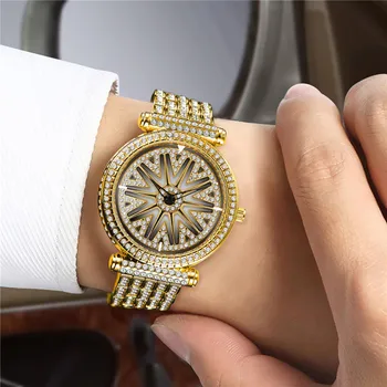 Модные женские кварцевые часы UTHAI CQ180 с поворотным циферблатом 