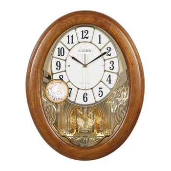 Часы в гостиной в европейском стиле / с часовым будильником / часы из массива дерева / бесшумные часы в спальне