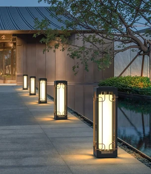 Новый китайский торшер, солнечный садовый светильник, газонный светильник, наружный водонепроницаемый светильник, фара для садовой виллы