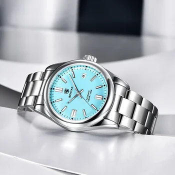 Красивые новые роскошные Автоматические часы с 10 бар водонепроницаемостью, мужские механические часы из нержавеющей стали, Спортивные часы для дайвинга для мужчин