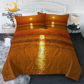 Комплект тонкого одеяла BlessLiving Sunset С видом на Испанию, Майорку, Кондиционер, Покрывало для кровати с природными пейзажами, Уютное пейзажное одеяло