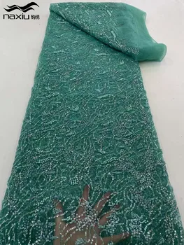 Madison-Новейшая африканская кружевная ткань, 3D вышивка бисером, тюлевое кружево с пайетками, Высококачественное сетчатое кружево для женского платья, 2023 г.