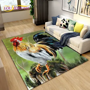 Большой коврик для курицы с 3D изображением петуха и курицы, ковровый коврик для гостиной, украшения дивана в спальне, нескользящий коврик для пола на кухне