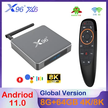 X96 X6 Rockchip RK3566 Smart TV Box Android 11 4G 32G 8G 64G 2,4G и 5G Двойной Wifi 4K 8K 1000M BT4.2 Медиаплеер телеприставка