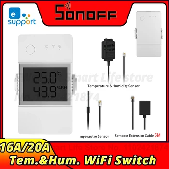 SONOFF TH16 Upgrade Wifi Switch 16A/20A Переключатель Контроля Температуры и Влажности с DS18B20/RL560/MS01 Smart Home SONOFF TH Elite