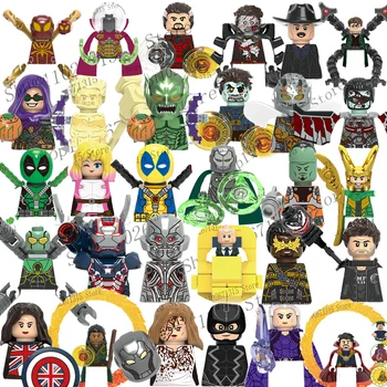 Строительные блоки мини-супергероя Disney Avengers, Железный Доктор Стрэндж, Осьминог, Человек-Паук, Зеленый Дьявол, Дэдпул, Кирпичи, Игрушки