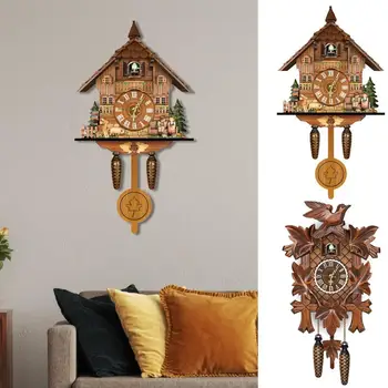 Часы с кукушкой в скандинавском стиле, деревянный настенный будильник в стиле ретро с кукушкой, традиционные часы с кукушкой в стиле Шварцвальдского леса, домашняя комната