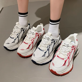 2023 Женские Повседневные кроссовки на платформе, Роскошная Дизайнерская Дышащая обувь с толстой подошвой, Женские теннисные кроссовки для бега трусцой, обувь для ходьбы