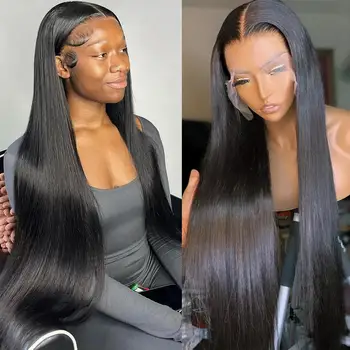 HD прозрачный скорости 13x6 кружева фронтальная парик на 4x4 кружева закрытие парик прямые 13x4 кружева передние парики человеческих волос для черных женщин 30 дюймов