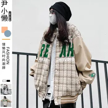 2022 Винтажная Бейсбольная форма Уличные женские пальто куртки Повседневное пальто для девочек в стиле хип-хоп свободного кроя Куртки Топы