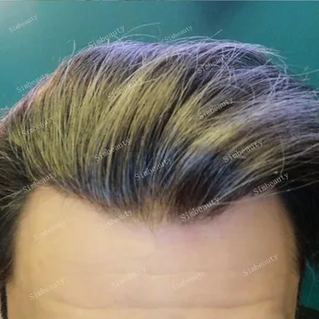 Натуральный Волосяной Покров Microskin Hair Mens Toupee Супер Прочный Тонкий Кожный Полный PU Капиллярный Протез 100% Человеческих Волос Парик Для Мужчин
