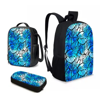 YIKELUO Модная сумка для ноутбука с дизайном синей бабочки для подростков, водонепроницаемая дорожная сумка с принтом крыльев насекомых, рюкзак на молнии