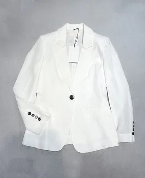 Весенне-летний тонкий белый костюм небольшого размера из натуральной льняной ткани с хорошей воздухопроницаемостью и высоким комфортом