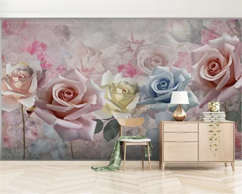 3D элегантный ретро трехмерный модный цветок, спальня, гостиная, фон, украшение дома, настенная роспись, обои behang