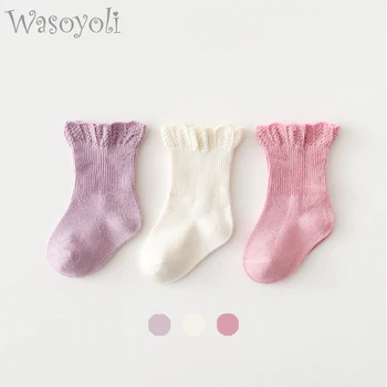 Детские носки, 3 пары/лот, детские свободные кружевные красивые носки от 0 до 5 лет, разноцветные хлопчатобумажные носки, 3 разных милых носка для девочек