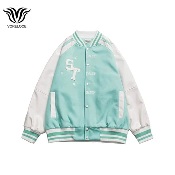 Осенний бренд 2022, японская High street, ins, свободная куртка с бейсбольным воротником, y2k, сшитая вышивкой, мужская модная куртка, зеленая, синяя