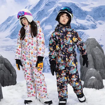 детский зимний цельный лыжный костюм, куртка, комбинезон, непромокаемый комбинезон для сноуборда, детская одежда для девочек и мальчиков, одежда для подростков, зимняя одежда