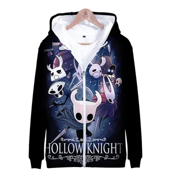 Hollow Knight 3D Принт, Толстовка на молнии Оверсайз, Женская Мужская толстовка Harajuku, уличная одежда, пуловер в стиле хип-хоп, куртка с капюшоном на молнии