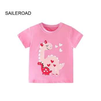Летняя футболка SAILEROAD, хлопковые футболки с короткими рукавами и рисунком динозавра, детские футболки, топы для девочек, Детская одежда для мальчиков