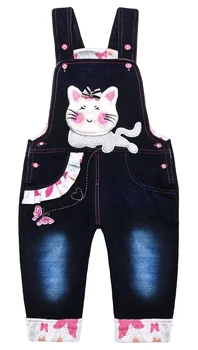 Детский хлопковый комбинезон KIDSCOOL SPACE с 3D мультяшным котом, мягкие трикотажные джинсы, комбинезон