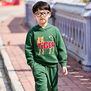 Комплекты одежды для маленьких мальчиков SAILEROAD, детские повседневные рубашки с мультяшными тиграми + трикотажные брюки, костюмы из 2 предметов, осенне-весенние детские комплекты