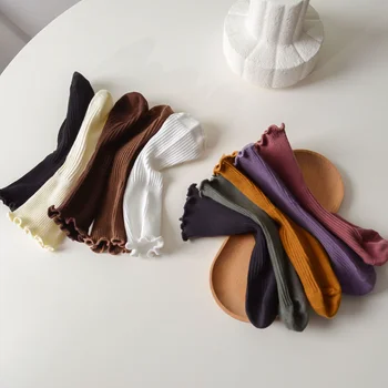 Корейские модные однотонные винтажные детские носки для девочек, хлопковые мягкие школьные носки для маленьких девочек 1-9 лет