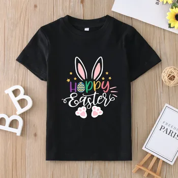 Счастливой Пасхи, детская футболка с принтом яйца кролика, Пасхальный наряд для мальчиков и девочек, детская футболка, детские Футболки для малышей, топы, футболки