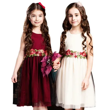 Детское платье для девочек, Лето 2019, платье принцессы для девочек с цветочной вышивкой, детские платья для девочек, детская одежда от 3 до 10 лет