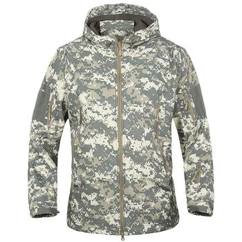 Мужская армейская камуфляжная куртка в стиле милитари, теплое пальто с капюшоном, зимняя водонепроницаемая ветрозащитная тактическая флисовая одежда для охоты с мягкой оболочкой