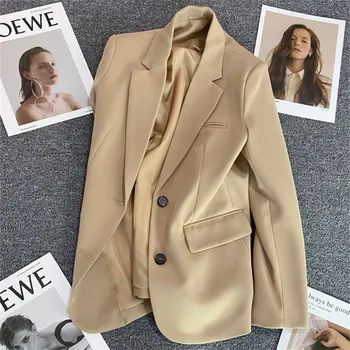 Женский костюм-пальто цвета хаки 2023, Весенне-осенний новый женский модный топ для отдыха
