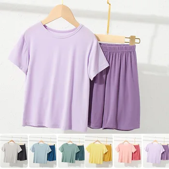 Комплект одежды для детей и взрослых, футболка + шорты из 2 предметов, летняя детская пижама для маленьких девочек и мальчиков, одинаковые комплекты для семьи, одежда