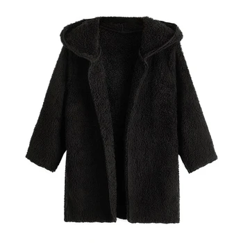 Свитер для мальчиков и девочек, новая детская вельветовая куртка 2023 года, шерстяная ветровка с капюшоном, осенне-зимнее пальто