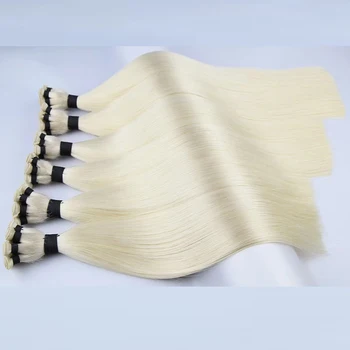 # 60 Шелковистых прямых пучков человеческих волос Светло-Русые Натуральные Европейские пряди Remy для наращивания волос для женщин 14-28 дюймов # 613