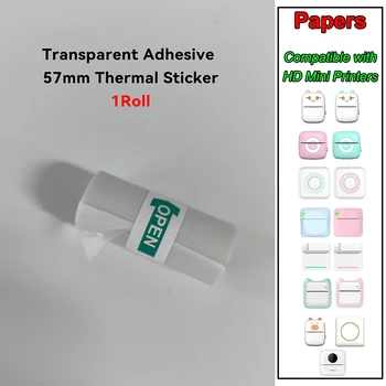 Термопечать на прозрачной фотобумаге для мгновенной печати на портативном мини-принтере высокой четкости, самоклеящиеся цветные этикетки, наклейки