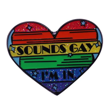 Флаг гордости Радужный ЛГБТ-Парад, Странное Сердце, Блестящая Эмалевая Булавка, Звуки, гей-Значок, Равенство в браке, Брошь для лесбиянок