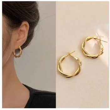 Модный металлический круг с переплетением, геометрические круглые серьги-кольца для женщин, аксессуары, украшения для вечеринок в стиле ретро