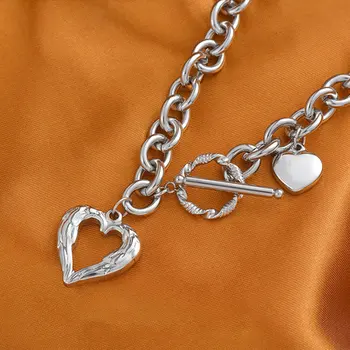 Ожерелье-свитер в форме сердца Модная цепочка на ключицу Персональный кулон Ретро-ожерелье Женский подарок на День Святого Валентина