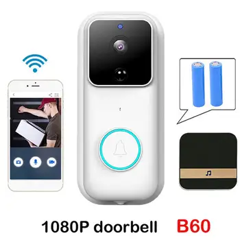 Белый 2 батарейки 18650 2600 мАч B60 WiFi Дверной звонок Визуальный Домофон Горизонтальный Металлический Умный Видеодомофон с облачным хранилищем