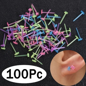 100 шт./лот, пластиковые противоаллергенные серьги с разноцветным медведем, ушная палочка из гипоаллергенной смолы Little Bear для женщин, ювелирные изделия оптом