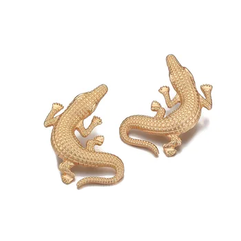 Креативные серьги с крокодиловой кожей преувеличенного золотого цвета для женщин 2023 Ретро Винтажные серьги с животными для вечеринок